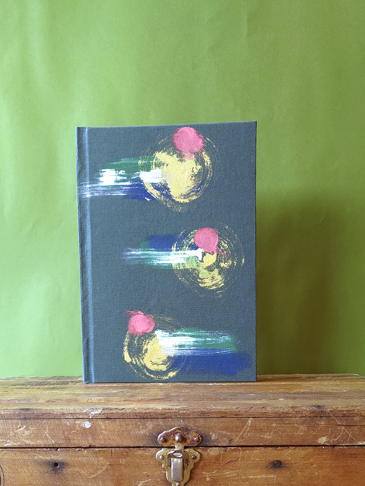 Caderno A5 com pauta pintado a mão - Coleção Fluir 22